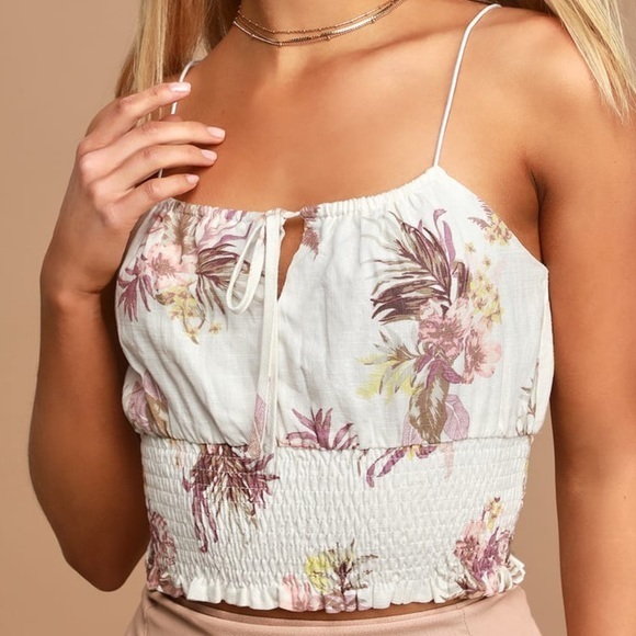 MINKPINK Tops - Mink Pink Floral smocked crop top